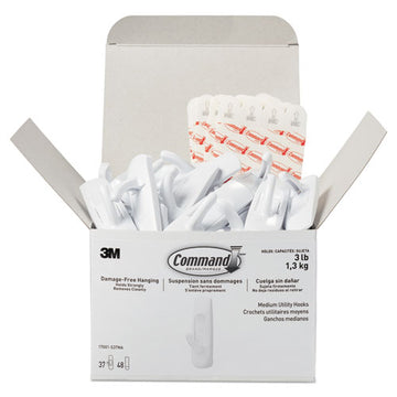 Command™ General Purpose Hooks, Large, 5 Lb Cap, White, 14 Hooks And 16 Strips-pack freeshipping - TVN Wholesale